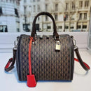 100% genuine leather boston handbag , classic ch printed messenger totes chocolate