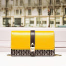100% genuine leather ch letter printed crossbody bag yellow