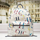 100% genuine leather letter ch printed double shoulder bags white / 31-14-29cm