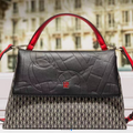 100% genuine leather top-handle trapeze bag luxury brand designer purses black