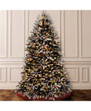 7 & 7.5 ft. dunhill® fir hinged tree with snow, red berries, cones & 750 clear lights 7.5