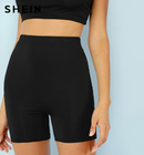 shein sólido ciclismo leggings de cintura alta das mulheres