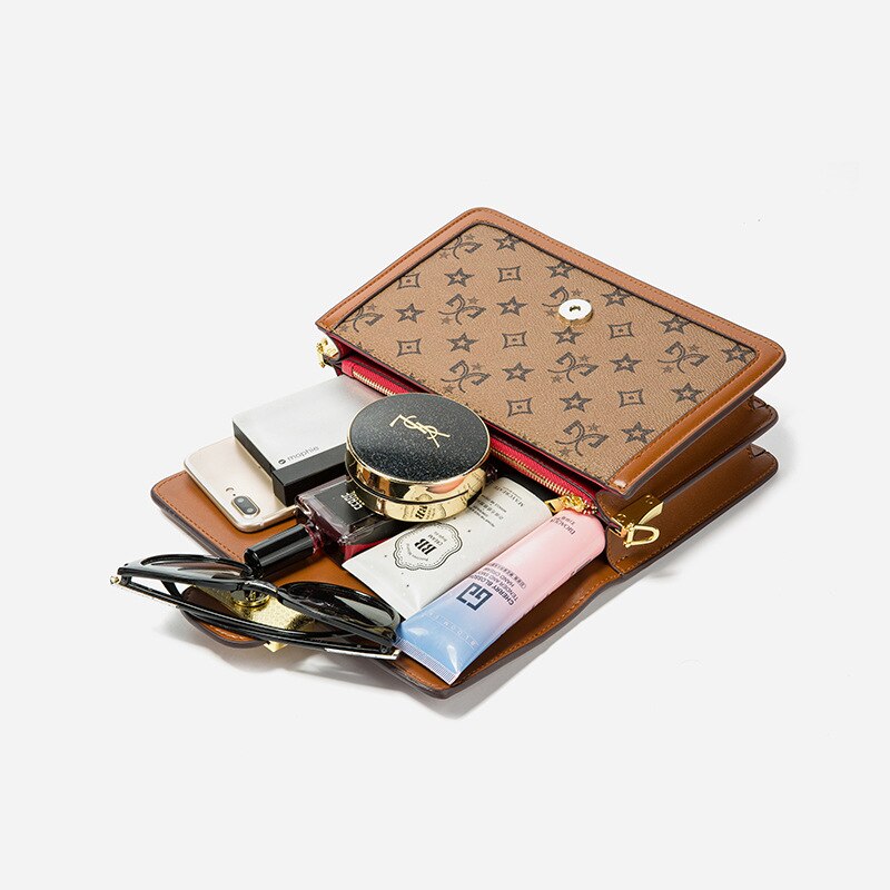 retro small square bag for women, shoulder strap with matching chain
