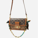 retro small square bag for women, shoulder strap with matching chain