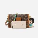 retro small square bag for women, shoulder strap with matching chain