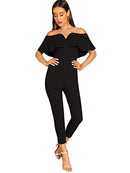 verdusa women's elegant off shoulder ruffle high waist long jumpsuit