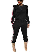 akmipoem women's 2 piece outfits ruffle sleeve sweatshirt and pants