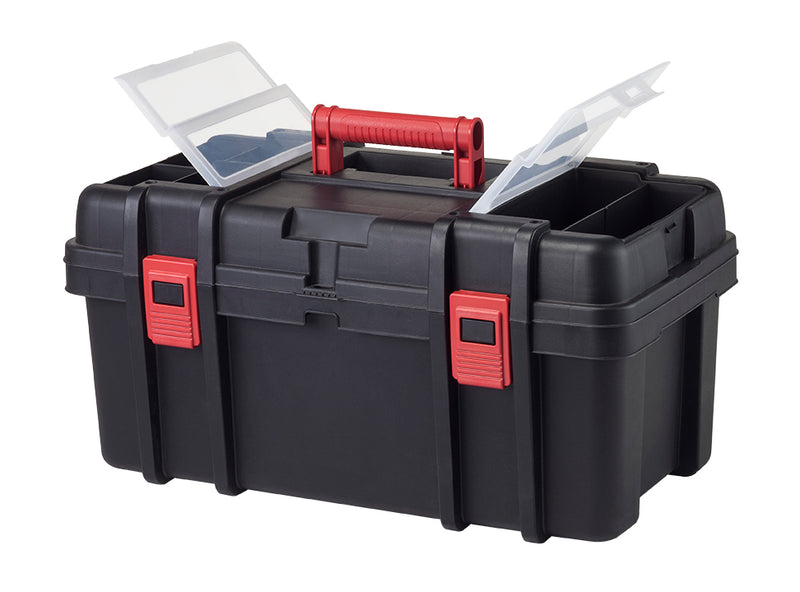 hyper tough 22-inch toolbox, plastic tool and hardware storage, black