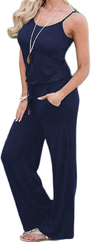 artfish women casual sleeveless spaghetti strap striped lounge jumpsuit