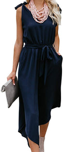 belongsci women sleeveless shoulder bandage waistband sexy v-neck