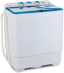 twin tub portable mini washing machine 26lbs capacity, washer(18lbs)&spiner(8lbs) white&blue