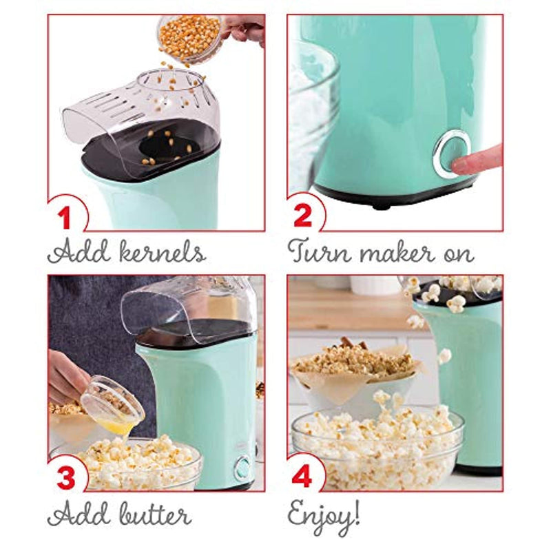 dash dapp150v2aq04 hot air popcorn popper maker with measuring cup