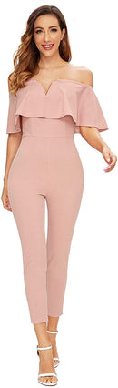 verdusa women's elegant off shoulder ruffle high waist long jumpsuit