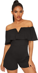 verdusa women's elegant off shoulder ruffle high waist long jumpsuit