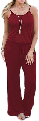 artfish women casual sleeveless spaghetti strap striped lounge jumpsuit