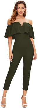 verdusa women's elegant off shoulder ruffle high waist long jumpsuit