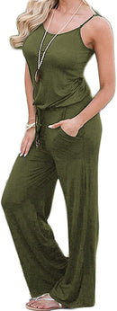 artfish women casual sleeveless spaghetti strap striped lounge jumpsuit