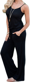 artfish women casual sleeveless spaghetti strap striped lounge jumpsuit