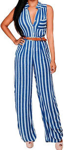 pink queen womens button up printed long wide leg pant party jumpsuits with belt