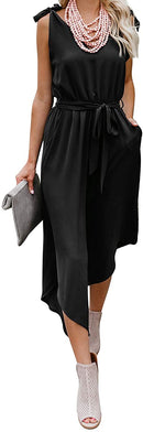 belongsci women sleeveless shoulder bandage waistband sexy v-neck