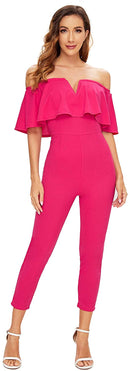 verdusa women's elegant off shoulder ruffle high waist long jumpsuit