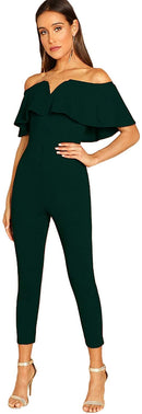 verdusa women's elegant off shoulder ruffle high waist long jumpsuit