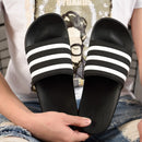 men's slippers soft black and white stripes casual summer slides