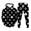 men's and women's 3d printed hoodie suits fashion street jogging sports suit