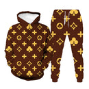 men's and women's 3d printed hoodie suits fashion street jogging sports suit