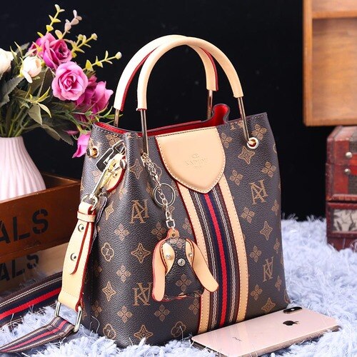 fashion printing handbag large capacity single shoulder messenger coffee / 23cm by 23cm by 12cm