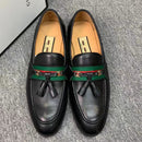 horsebit calf leather classic loafers  fashion tassel stripe web