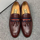 horsebit calf leather classic loafers  fashion tassel stripe web
