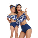 high waist two piece flounce mother daughter swimsuit