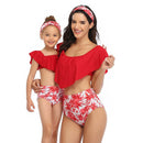 high waist two piece flounce mother daughter swimsuit