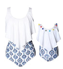 high waist two piece flounce mother daughter swimsuit