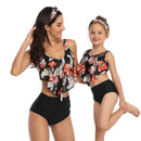 high waist two piece flounce mother daughter swimsuit