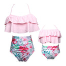 high waist two piece flounce mother daughter swimsuit