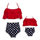 high waist two piece flounce mother daughter swimsuit