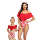high waist two piece flounce mother daughter swimsuit