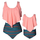 high waist two piece flounce mother daughter swimsuit