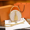 mk leather shoulder bag temperament messenger handbag beige