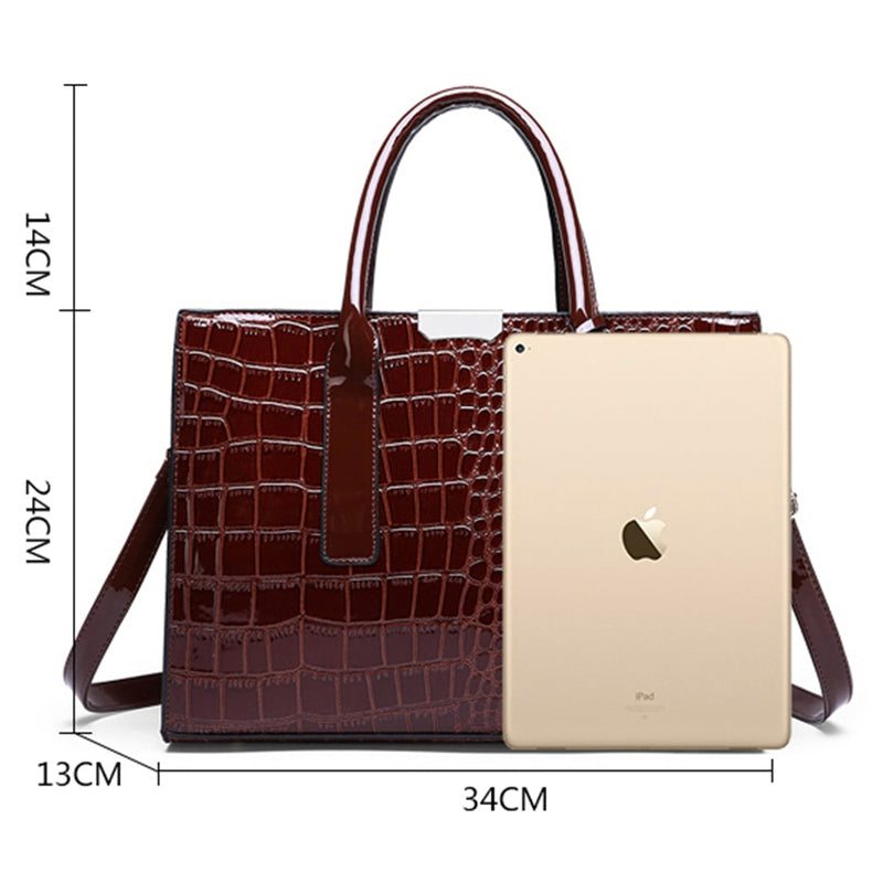 pantent leather women crossbody messenger bags crocodile