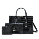 pantent leather women crossbody messenger bags crocodile black-1