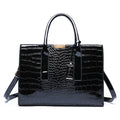 pantent leather women crossbody messenger bags crocodile black