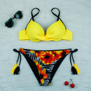 plus size sexy bikini new push up swimwear women floral print bikini