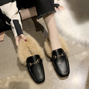 plush women mules slippers slip on warm woman slipper faux fur flat