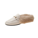 plush women mules slippers slip on warm woman slipper faux fur flat