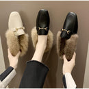 plush women mules slippers slip on warm woman slipper faux fur flat