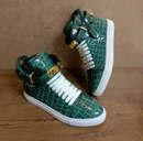 Men Embossed Crocodile High Top Sneakers Lock Lace