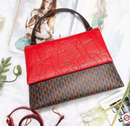 100% genuine leather top-handle trapeze bag luxury brand designer purses red